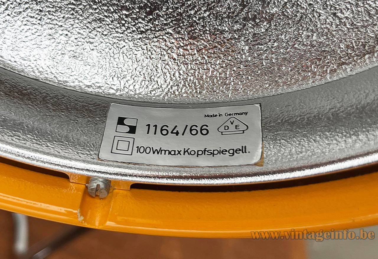 Staff Duo Desk Lamp Model 1164/66 - 1970s Design: Arnold Berges, Germany - Label Inside Reflector Staff Duo desk lamp model 1164 chrome metal reflector company label 100 watt silver tipped light bulb 1970s design: Arnold Berges