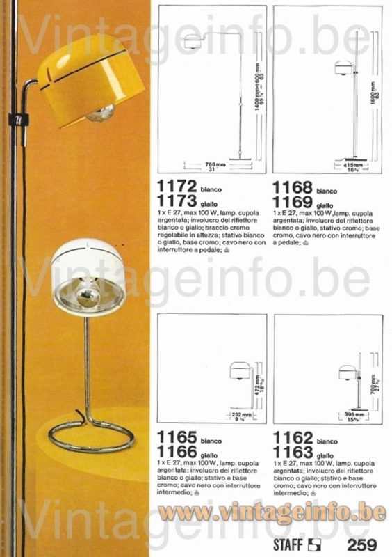 Staff Duo Desk Lamp Model 1164/66 – 1974 Catalogue Picture Staff Duo desk lamp model 1164/66 1974 catalogue picture table models: 1165, 1166, 1162, 1163 floor: 1172, 1173, 1168, 1169