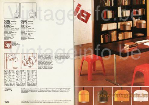 Staff Duo Desk Lamp Model 1164/66 – 1977-1978 Catalogue Picture Staff Duo desk lamp model 1164/66 1977-1978 catalogue picture pendant lamp models: 5507, 5508, 5509, 5538, 5518, 5519