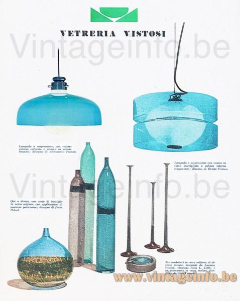 Vistosi L134 Glass Chandelier – 1960s Design: Oreste Vistosi, Murano, Italy Vistosi L134 glass chandelier 1960s catalogue picture design: Oreste Vistosi Murano Italy