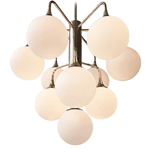 1970s Boulanger globes chandelier 10 opal glass sphere lampshades curved thin chrome rods & parts Gaetano Sciolari design 1980s Belgium
