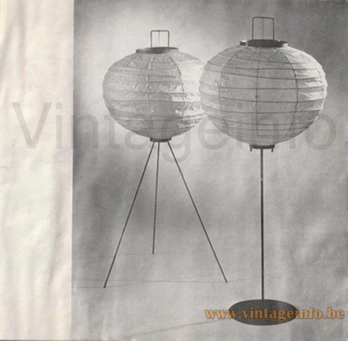 Akari Tripod floor lamp 1950s catalogue picture floor lamps model 10A; tripod floor lamp & model 10F: one rod floor lamp 