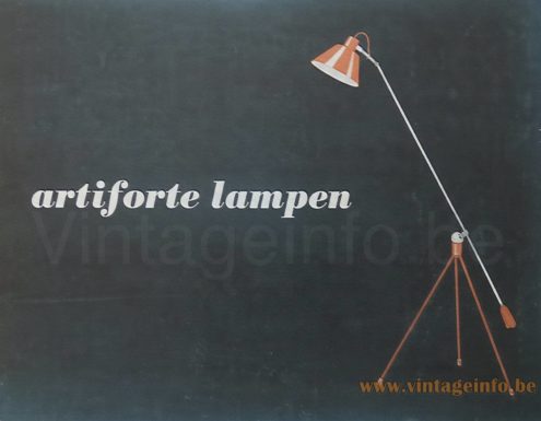 Artiforte Magneto Floor Lamp - 1960 Artiforte Catalogue Cover Picture orange version of the floor lamp