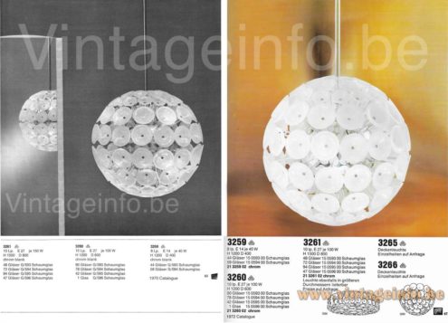 Cosack Bubble Glass Discs Chandelier – 1960s-1970s Catalogue Pictures 4 Cosack bubble glass discs chandelier 1970 & 1972 catalogue pictures globe chandeliers models 3259, 3260, 3261, 3265 & 3266