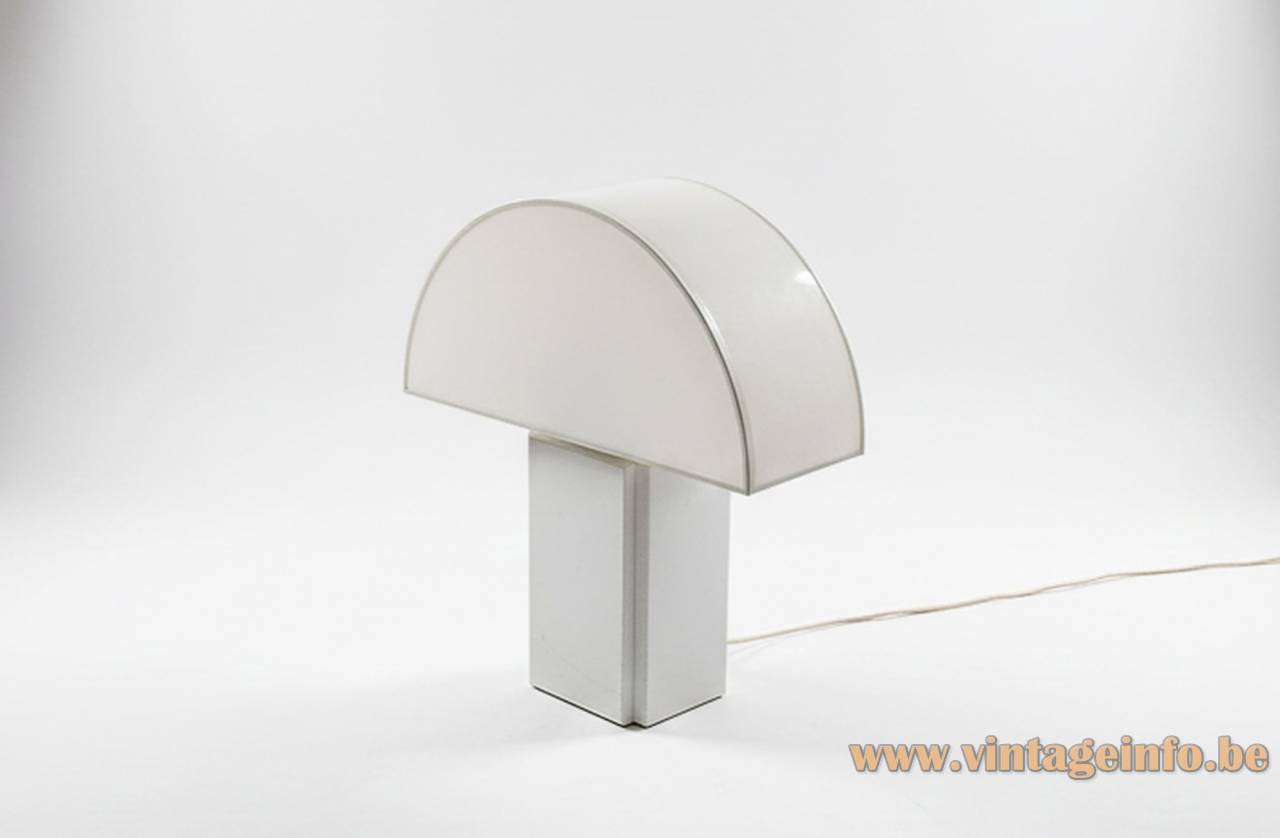 ED Olympe Table Lamp - Made in France by ED ED Olympe table lamp white beam style rectangular plastic base translucent curved lampshade Made in France by ED no Harvey Guzzini, iGuzzini