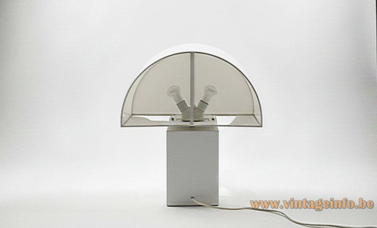 ED Olympe Table Lamp - Made in France by ED - Back ED Olympe table lamp white beam style rectangular plastic base translucent curved lampshade Made in France by ED no Harvey Guzzini, iGuzzini Back