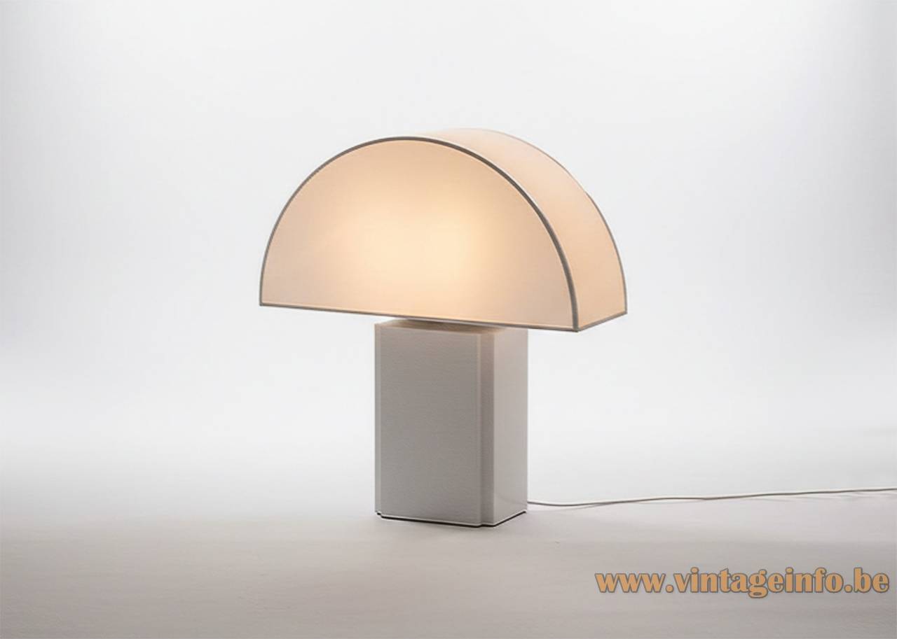 ED Olympe Table Lamp - Made in France by ED ED Olympe table lamp white beam style rectangular plastic base translucent curved lampshade Made in France by ED no Harvey Guzzini, iGuzzini
