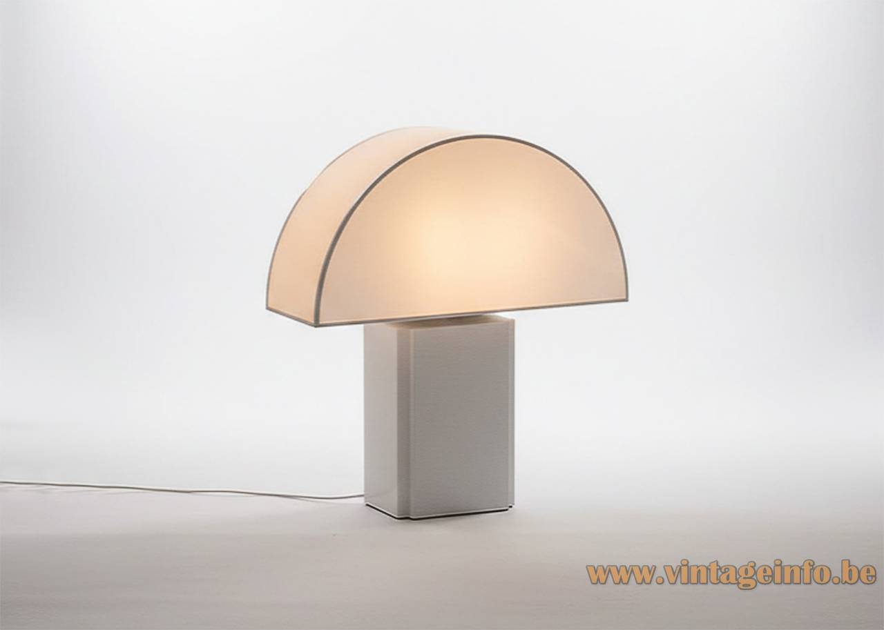 ED Olympe Table Lamp - Made in France by ED ED Olympe table lamp white beam style rectangular plastic base translucent curved lampshade Made in France by ED no Harvey Guzzini, iGuzzini