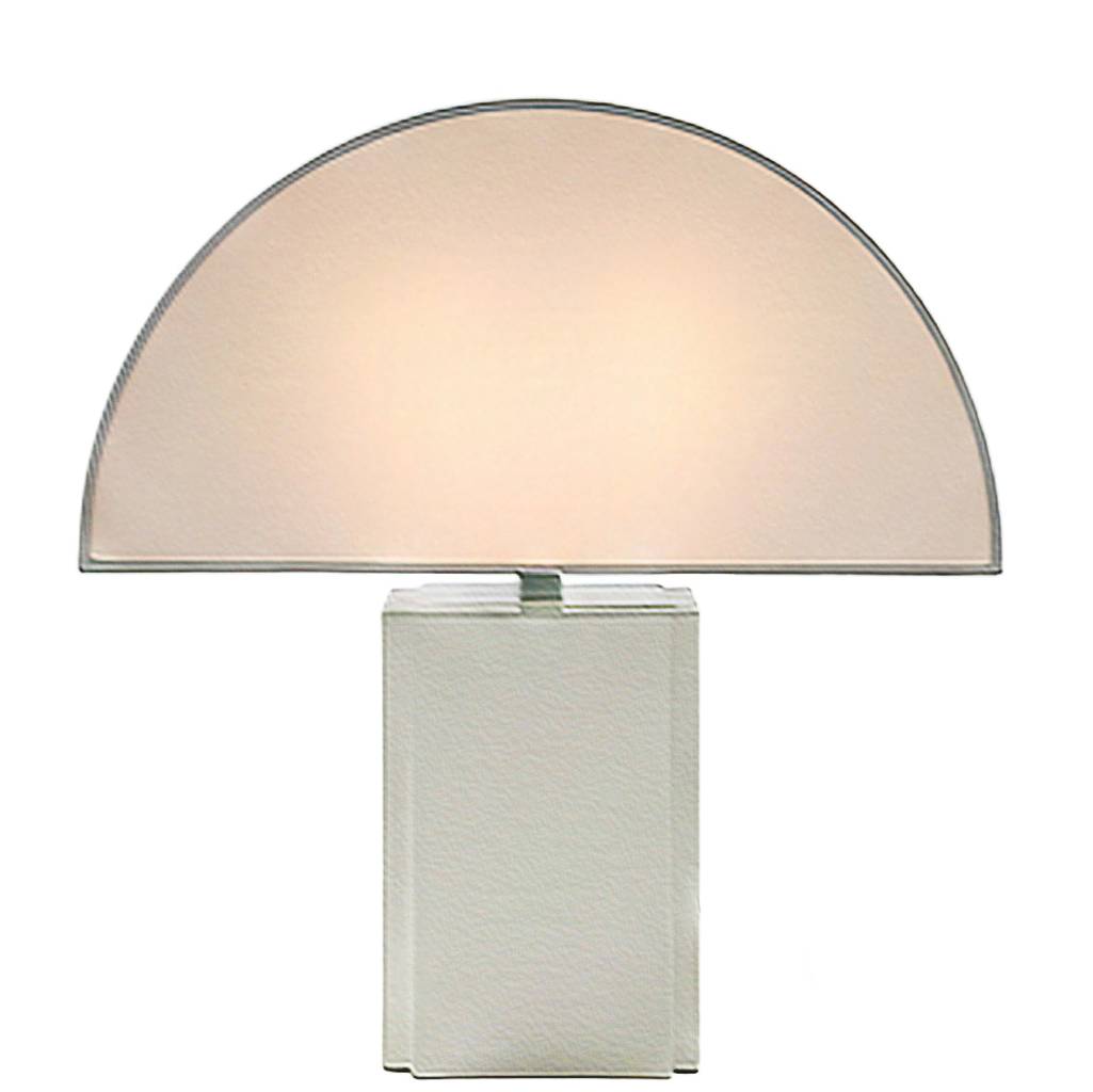 ED Olympe table lamp white beam style rectangular plastic base translucent curved lampshade Made in France by ED Harvey Guzzini, iGuzzini