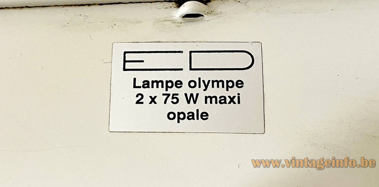 ED Olympe Table Lamp – Label ED Olympe table lamp label 2 x 75 w maxi opale rectangular white label black letters