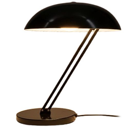 Metalarte desk lamp 4113 round metal base 2 square rods mushroom lampshade Bakelite E27 socket 1970s design 1980s production made in Spain