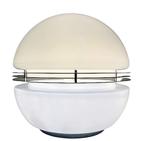 Tronconi Duplo table lamp glass globe made of two parts chrome slats middle part 1970 design Italy