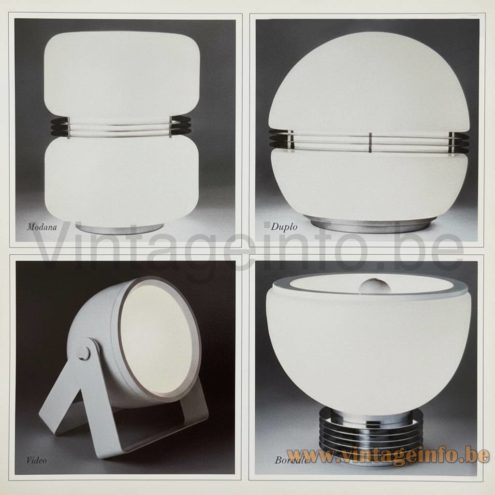 Tronconi Duplo table lamp 1970 catalogue picture other table lamp models: Modana Boreale & Video