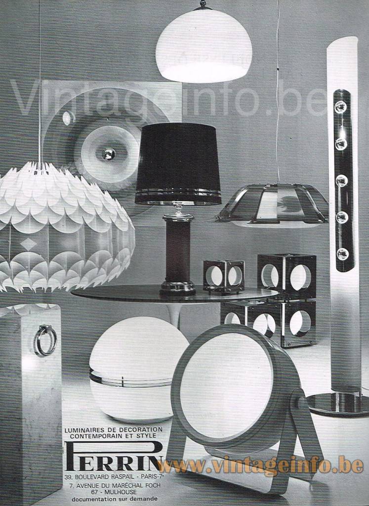 Tronconi Duplo Table Lamp – 1971 Perrin France Publicity Photo Tronconi Duplo table lamp 1971 Perrin France advertiement + other Tronconi & Vest Rhythmik pendant lamp