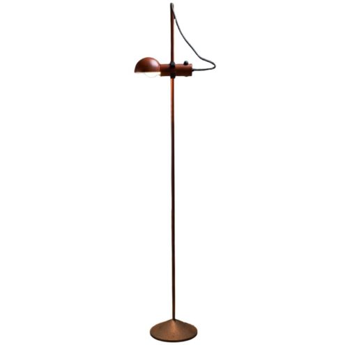 Tronconi Igru floor lamp conical cast iron base thin metal rod half globe lampshade 1980s design: Raul Barbieri & Giorgio Marianelli Italy