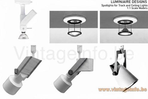 LINKE.PLEWA.DESIGN Staff spotlights for track and ceiling lights 1980s 1990s Germany 1:1 scale models