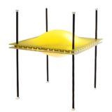 Arredoluce Palafitta table lamp 1950s design: Ettore Sottsass model: 12639 4 thin metal legs white & yellow acrylic lampshade in 2 parts