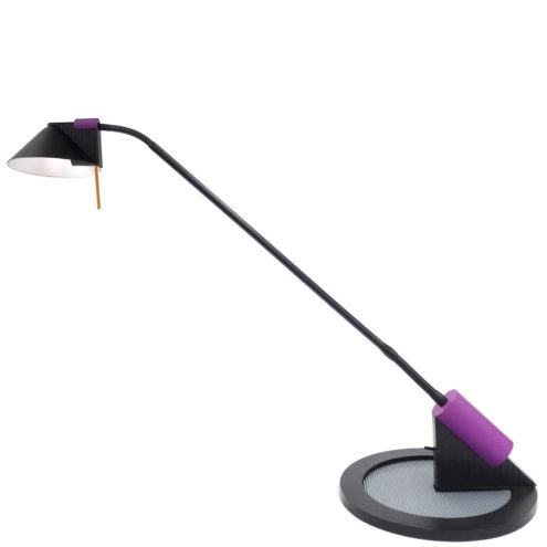 Linke.Plewa.Design Triton desk lamp 1989 design: Heico Linke & Jens Plewa flat round base thin rod conical lampshade Brillantleuchten Germany